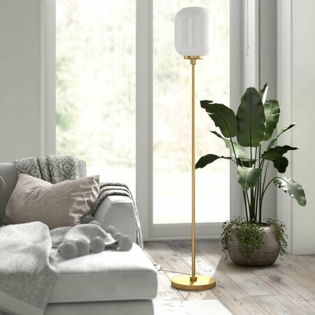 HENN & HART Agnolo Brass Floor Lamp with White Milk Glass Shade FL0506
